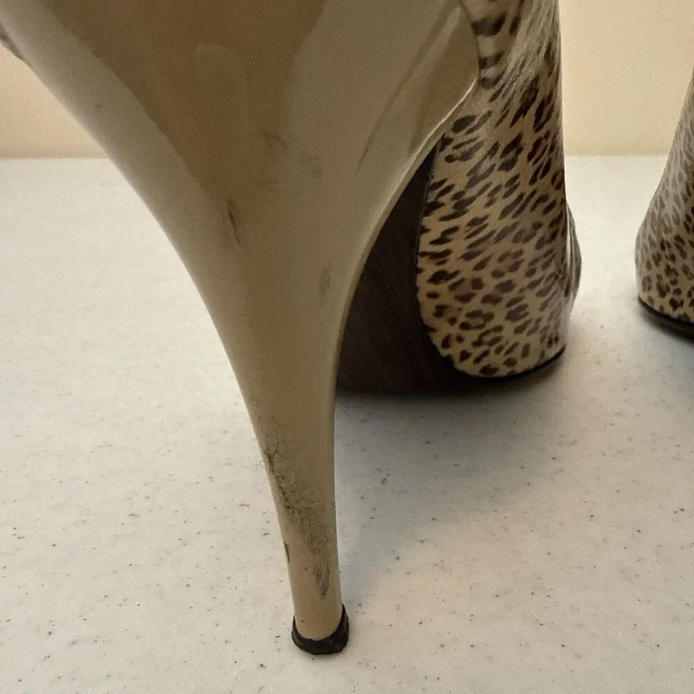 Stuart Weitzman Round Toe Pumps Stiletto Heels Brown Leopard Heels Women's 7 M